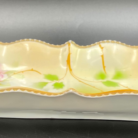 Royal Rudolstadt Prussia Pink Roses Antique Celery Serving Dish - Picture 3 of 9